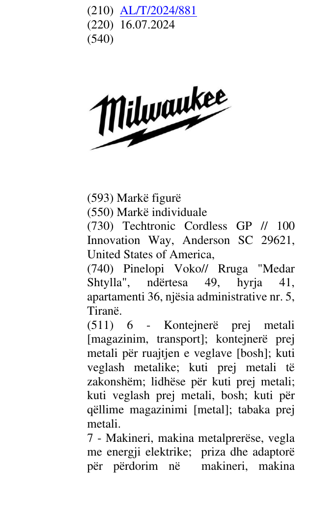 Zëri i markës Milwaukee në buletin