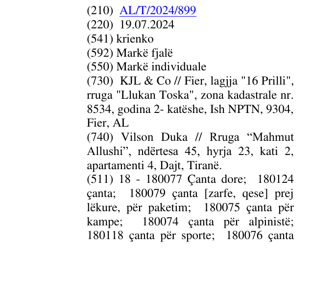 Zëri i markës krienko në buletin