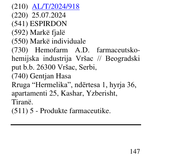 Zëri i markës ESPIRDON në buletin