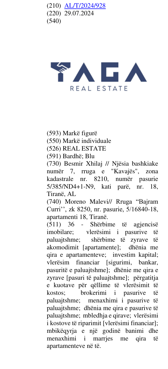 Zëri i markës REAL ESTATE në buletin
