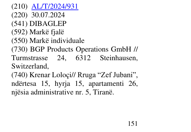 Zëri i markës DIBAGLEP në buletin