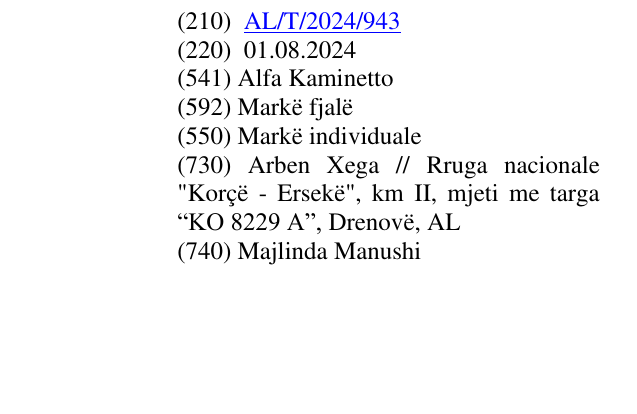 Zëri i markës Alfa Kaminetto në buletin
