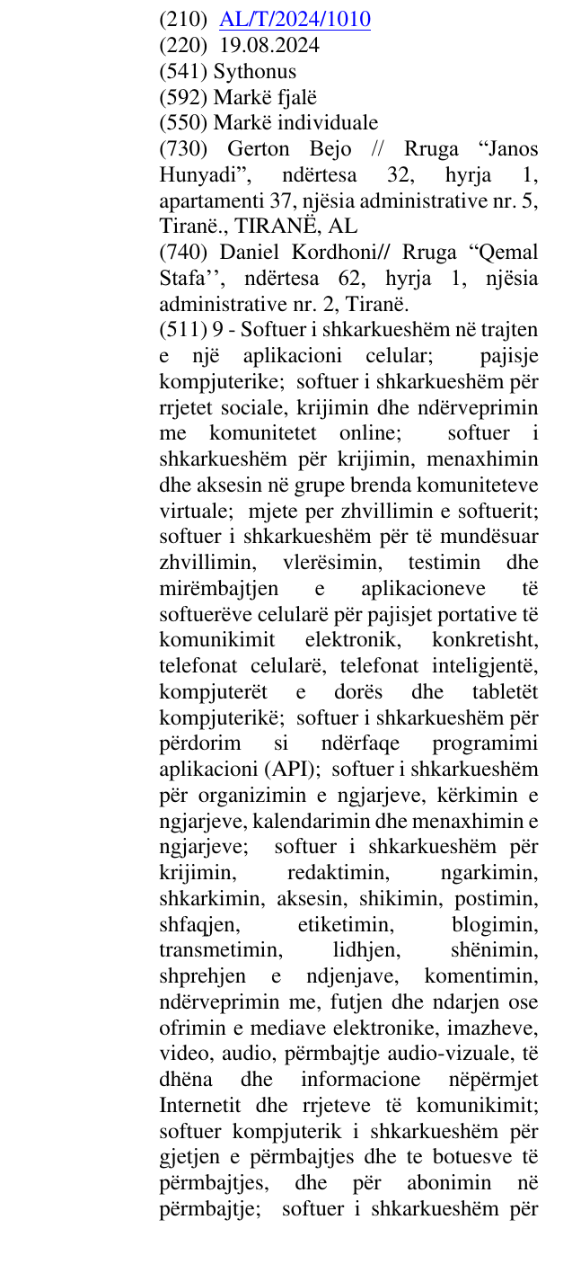 Zëri i markës Sythonus në buletin