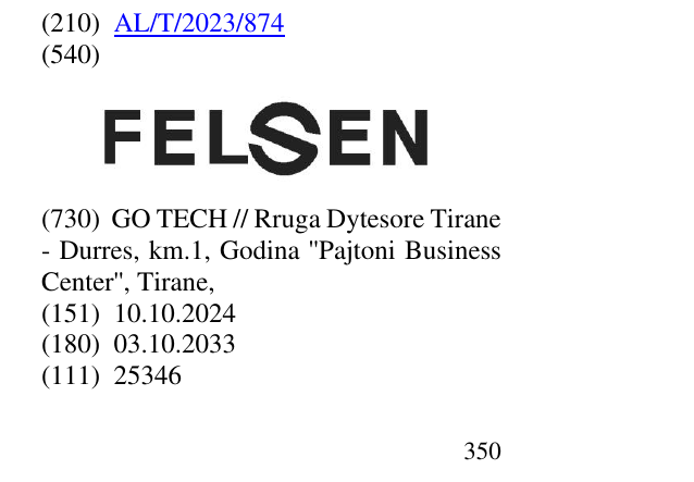 Zëri i markës FELSEN në buletin