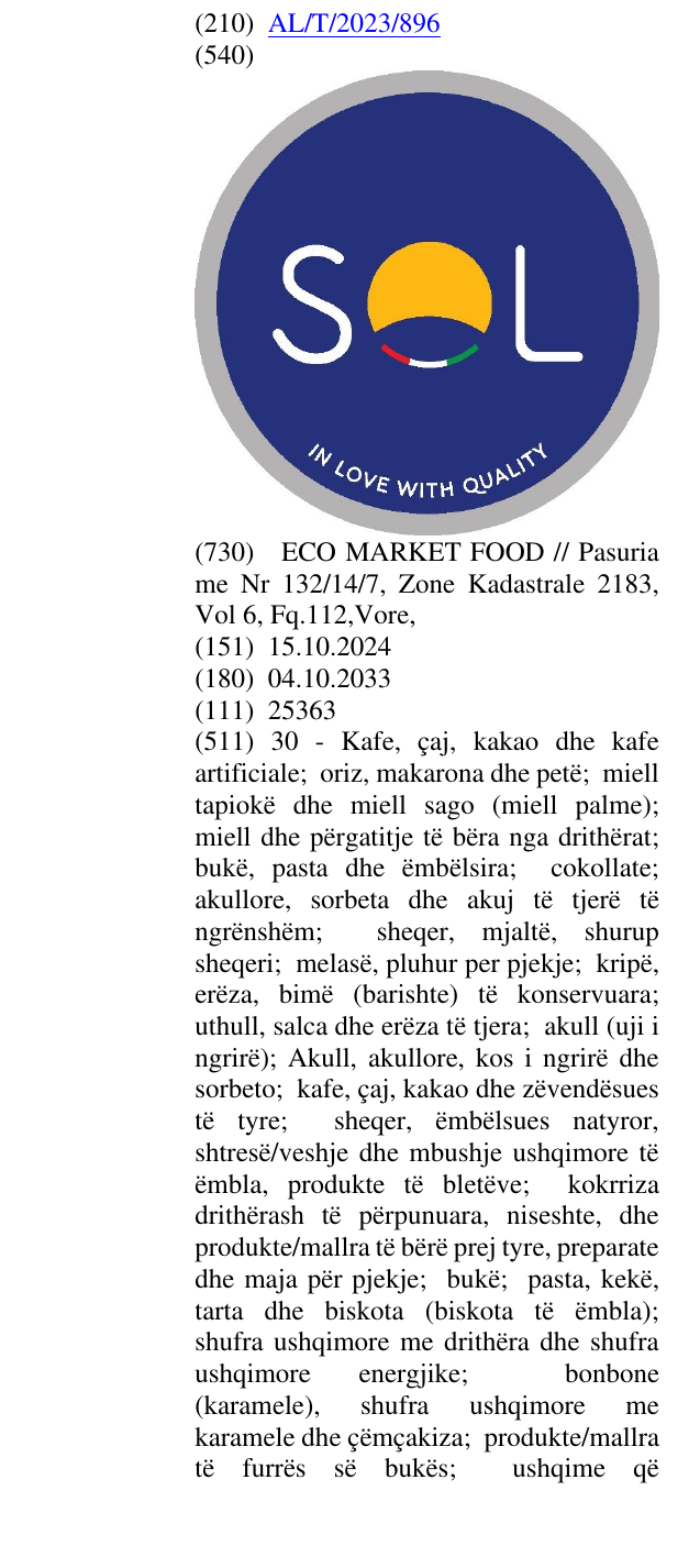 Zëri i markës Flamuri Italian, më saktësisht 3 ngjyrat së bashku: e kuqe; e bardhë; jeshile; në buletin