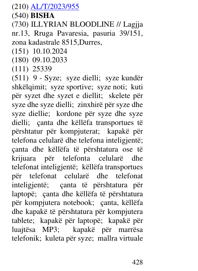 Zëri i markës BISHA në buletin