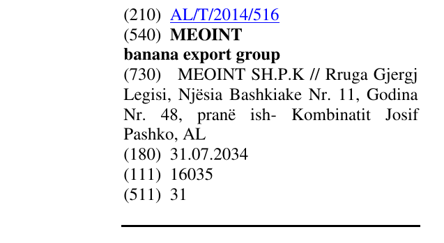 Zëri i markës MEOINT banana export group në buletin