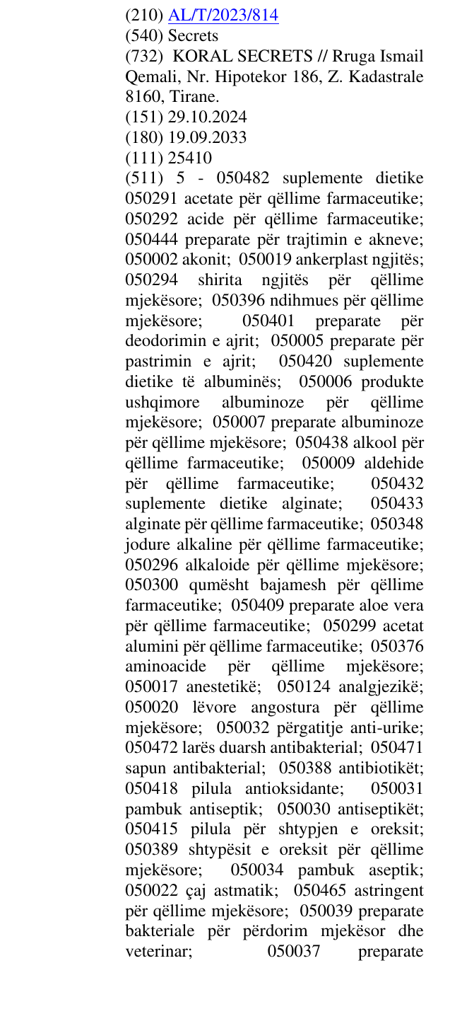 Zëri i markës Secrets në buletin