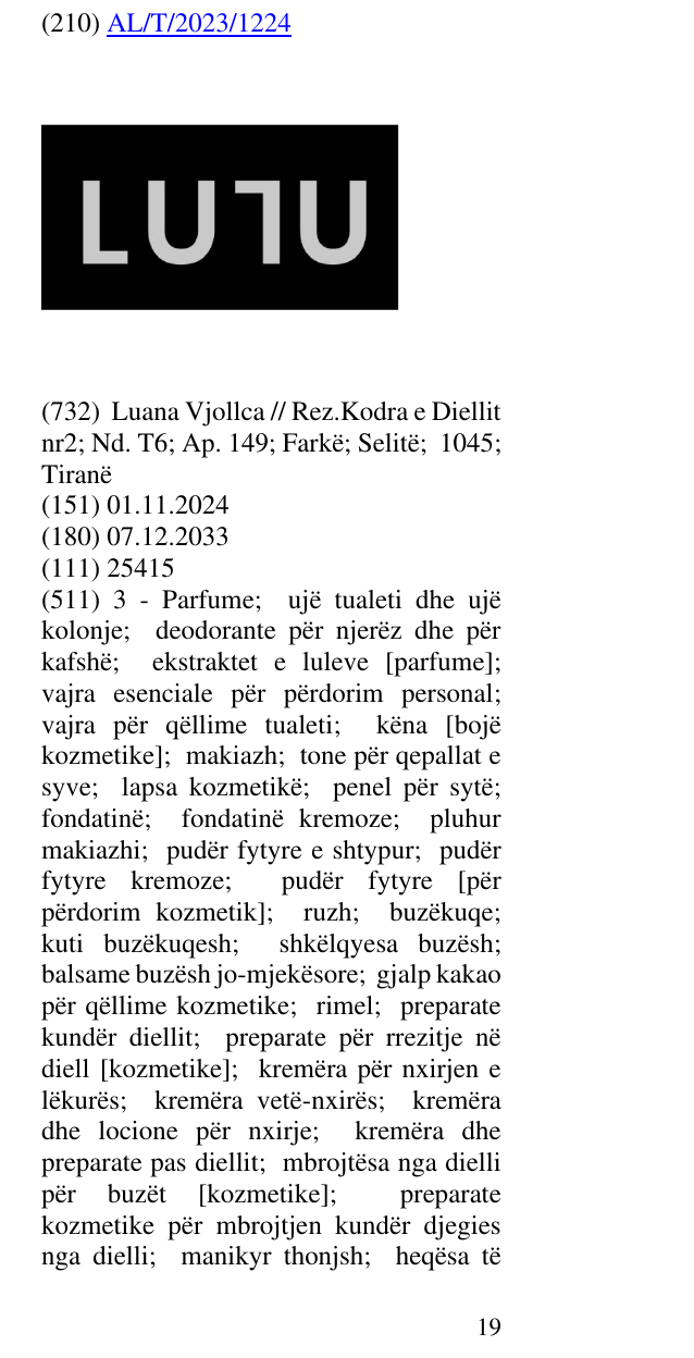 Zëri i markës LU7U në buletin