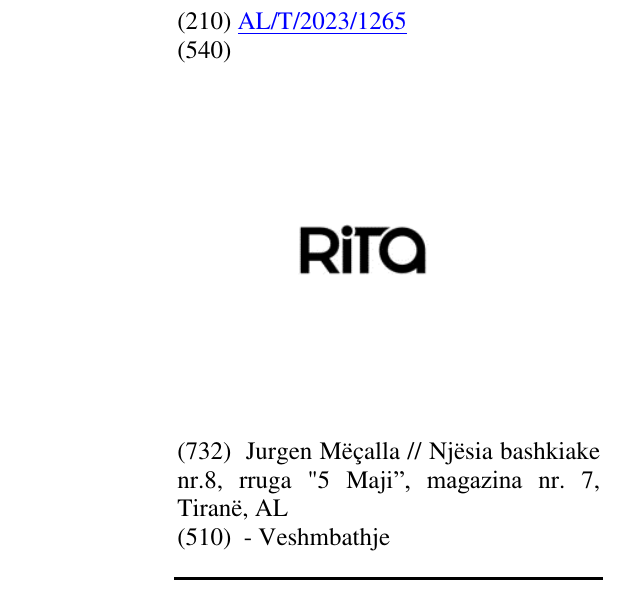 Zëri i markës Rita në buletin