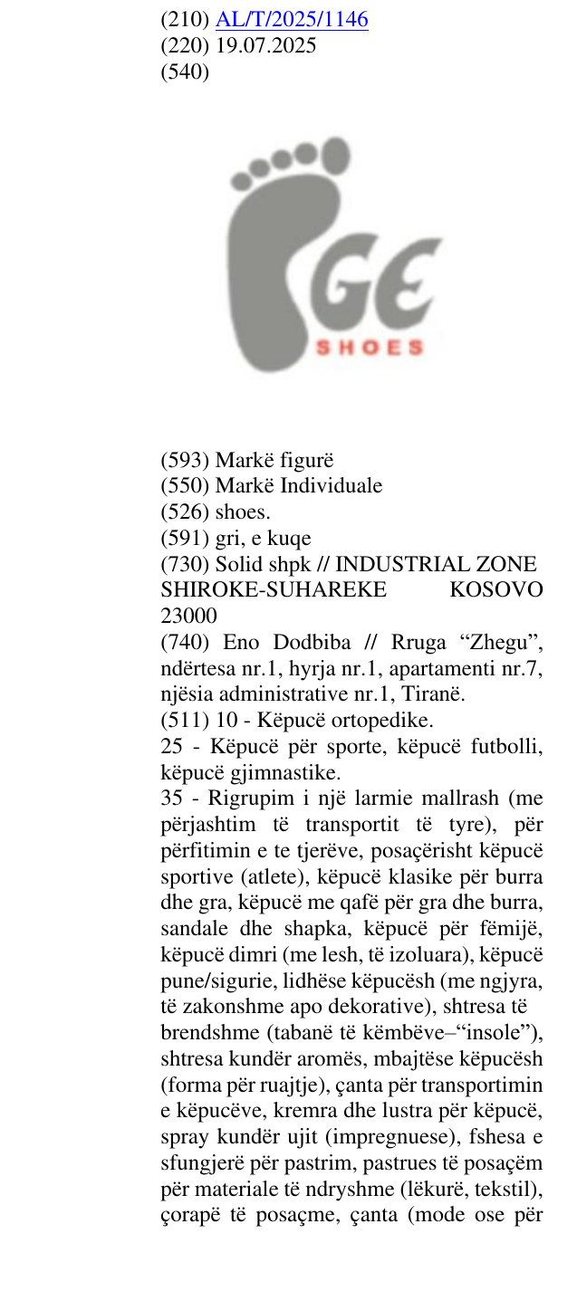 Zëri i markës shoes. në buletin