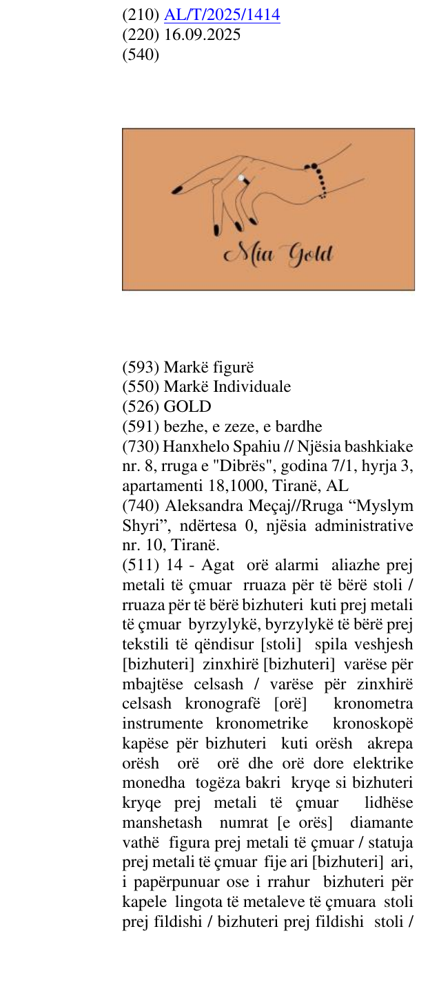 Zëri i markës GOLD në buletin