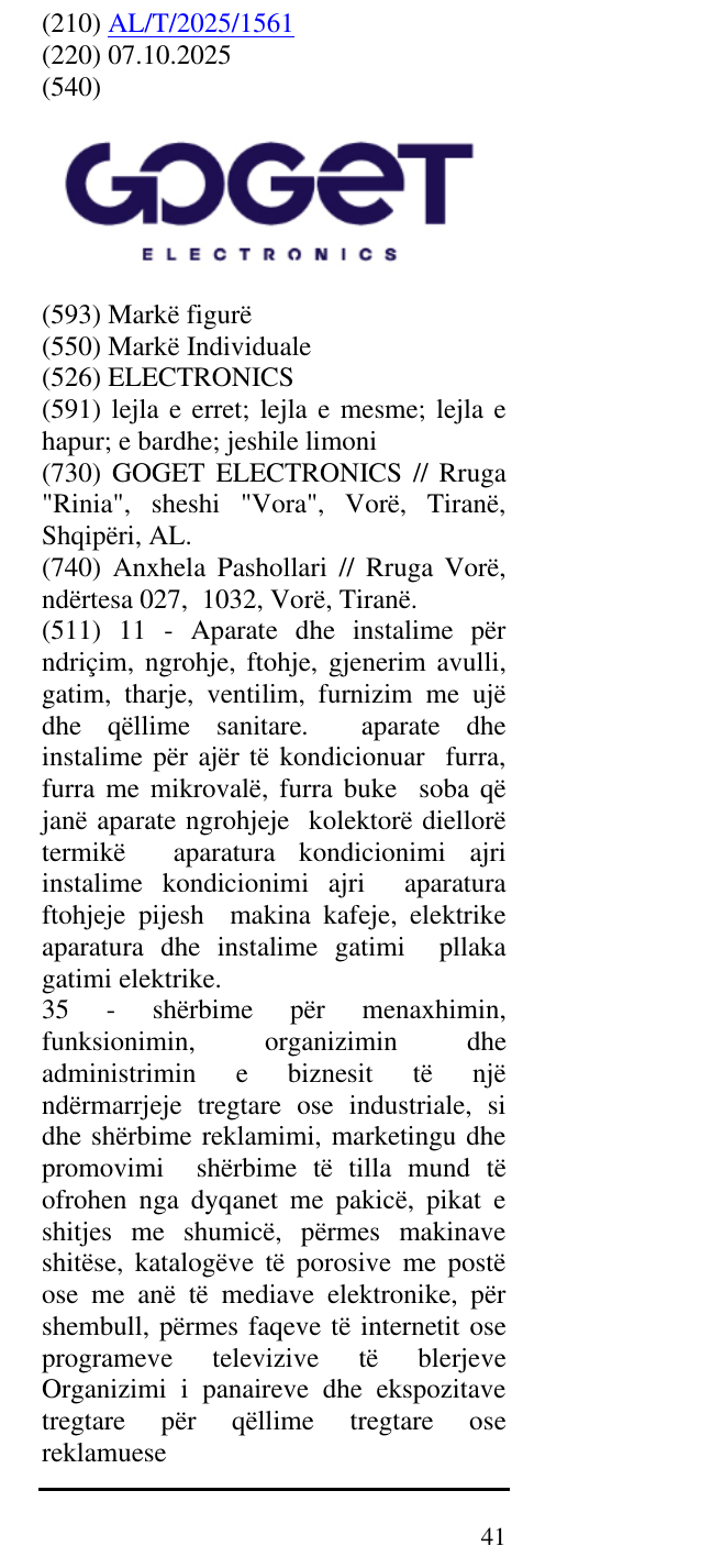 Zëri i markës ELECTRONICS në buletin