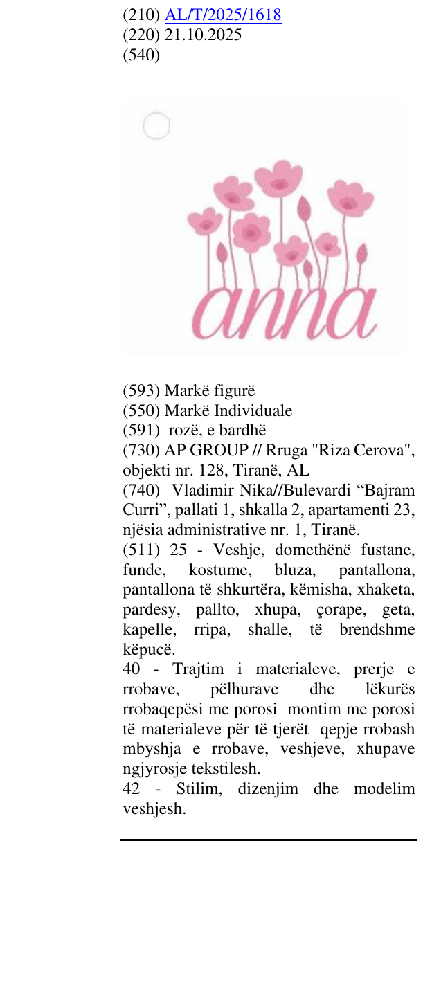 Zëri i markës anna në buletin