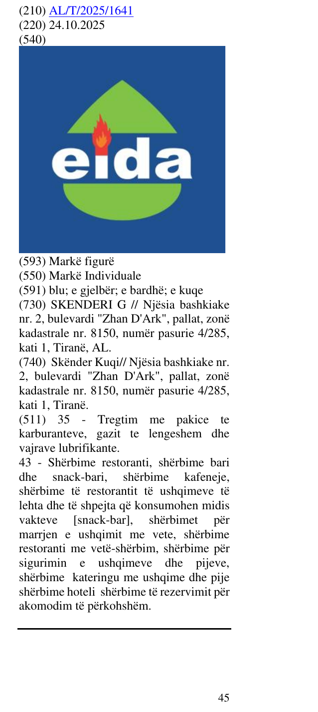Zëri i markës eida në buletin