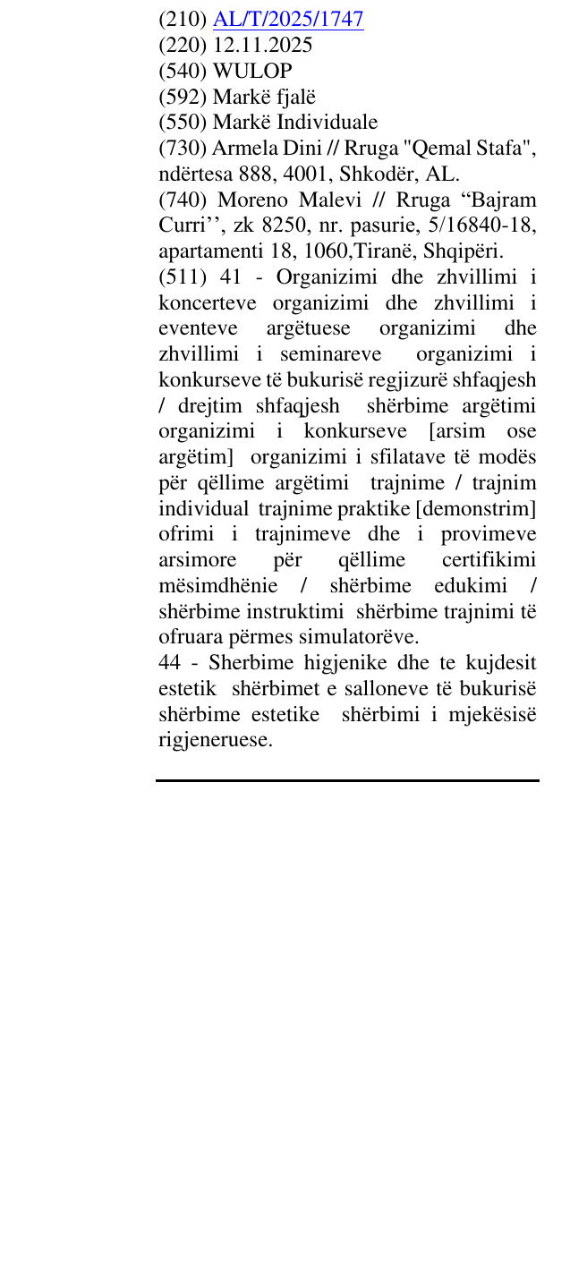 Zëri i markës WULOP në buletin