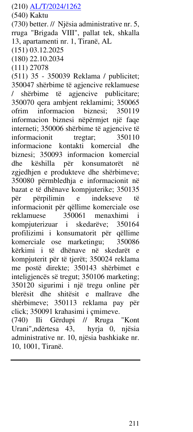 Zëri i markës Kaktu në buletin