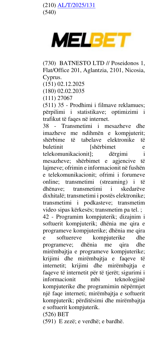 Zëri i markës BET në buletin