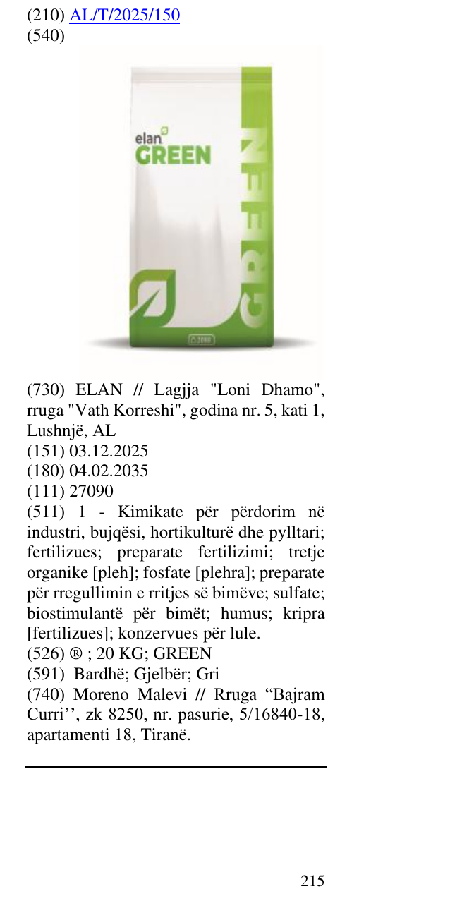 Zëri i markës ® ; 20 KG; GREEN në buletin