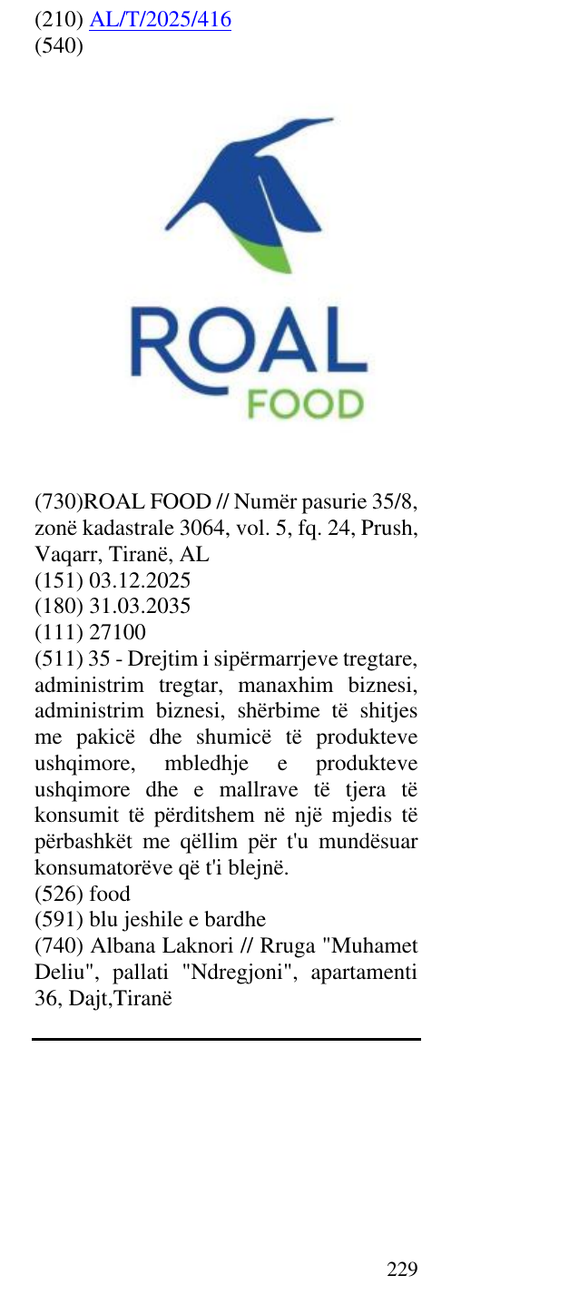 Zëri i markës food në buletin