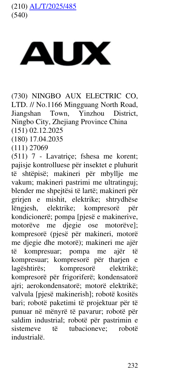 Zëri i markës AUX në buletin