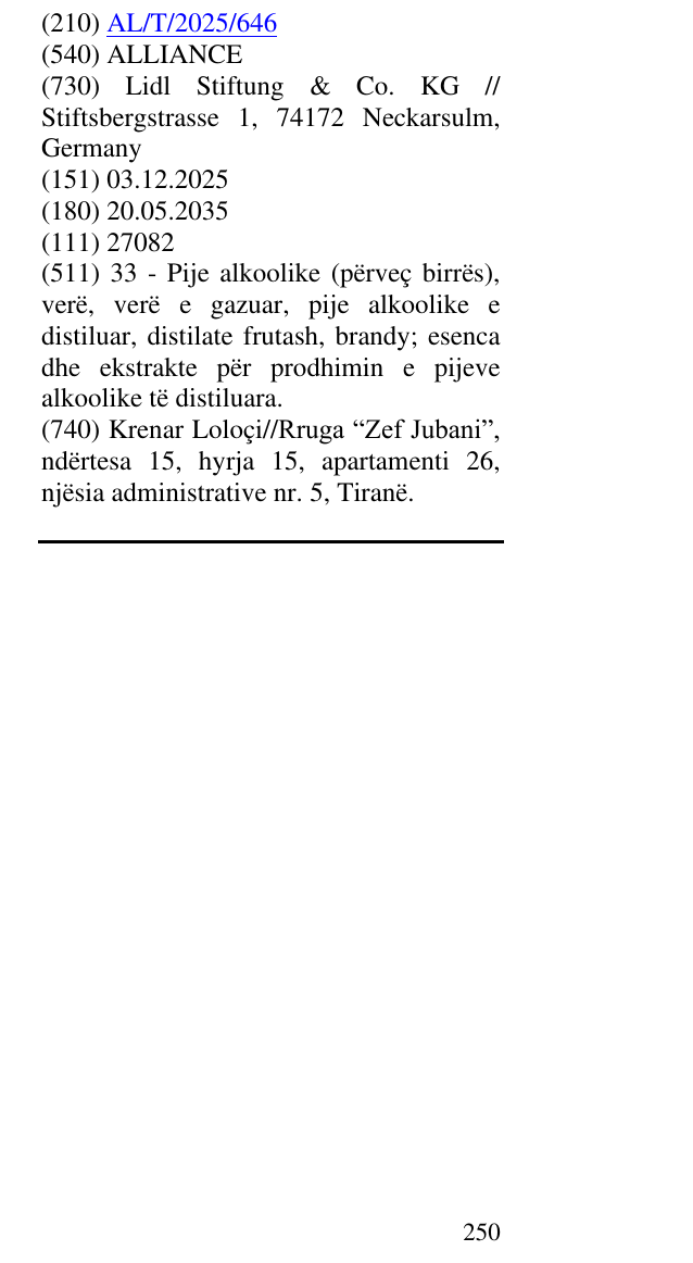 Zëri i markës ALLIANCE në buletin