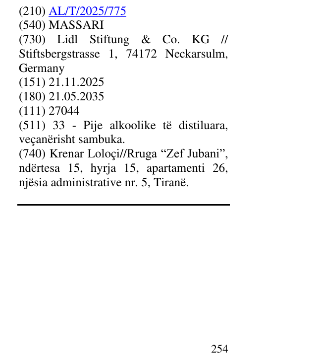 Zëri i markës MASSARI në buletin