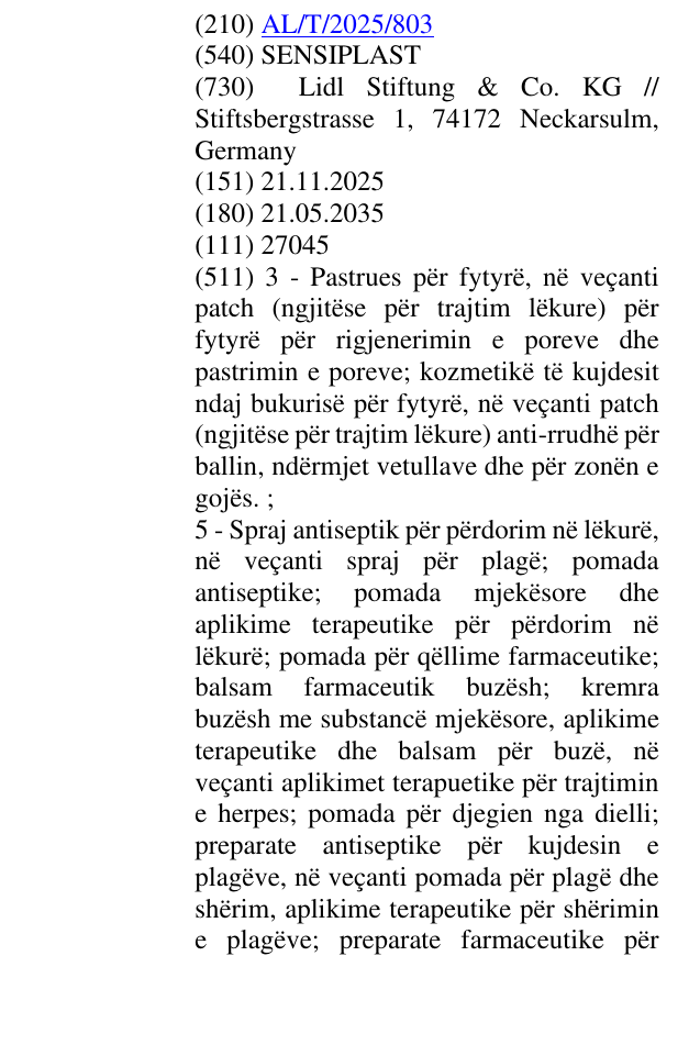 Zëri i markës SENSIPLAST në buletin