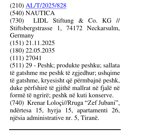 Zëri i markës NAUTICA në buletin
