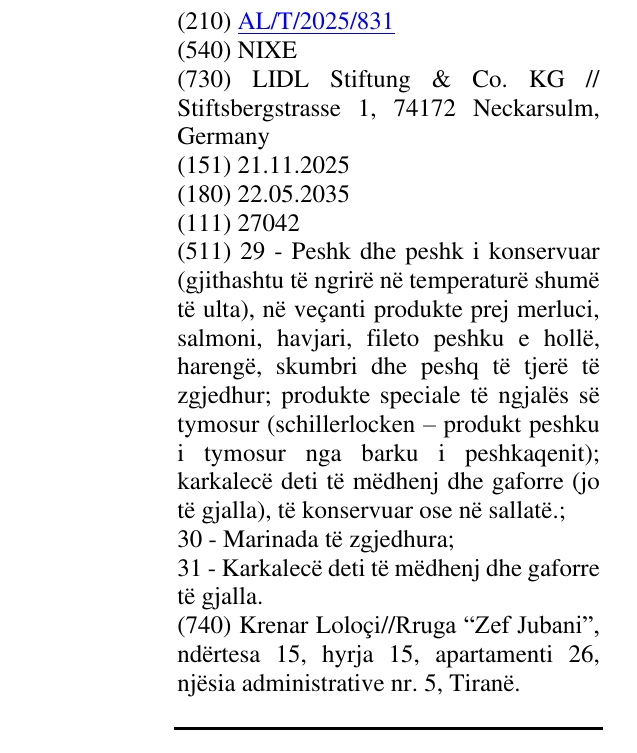 Zëri i markës NIXE në buletin