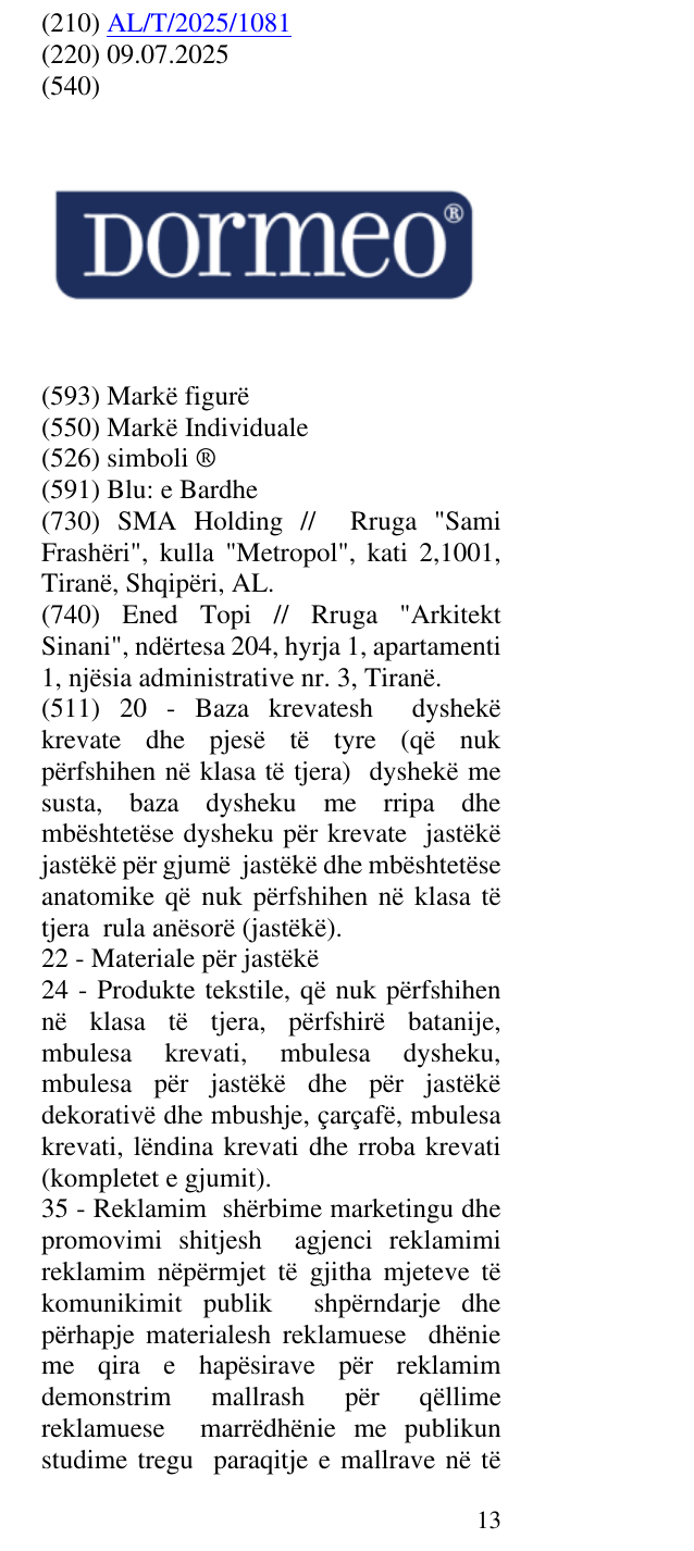 Zëri i markës simboli ® në buletin
