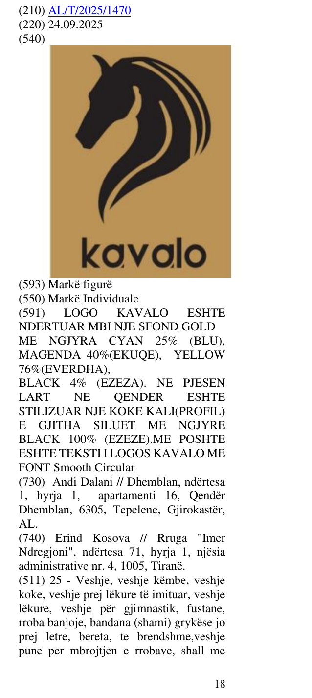 Zëri i markës kavalo në buletin