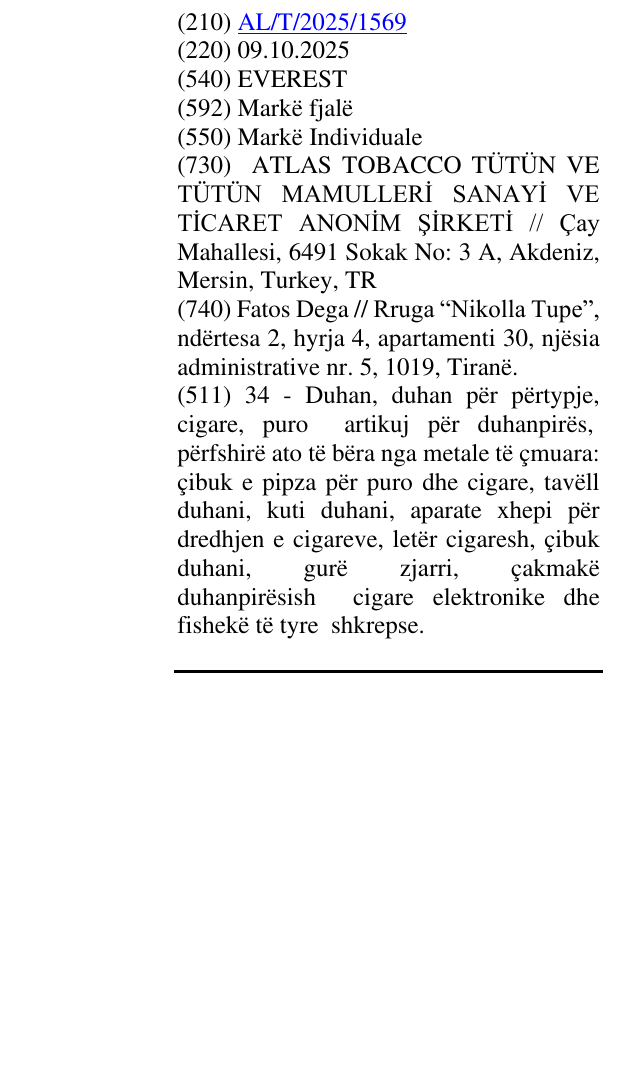 Zëri i markës EVEREST në buletin