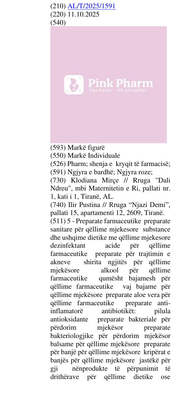 Zëri i markës Pharm; shenja e kryqit të farmacisë; në buletin