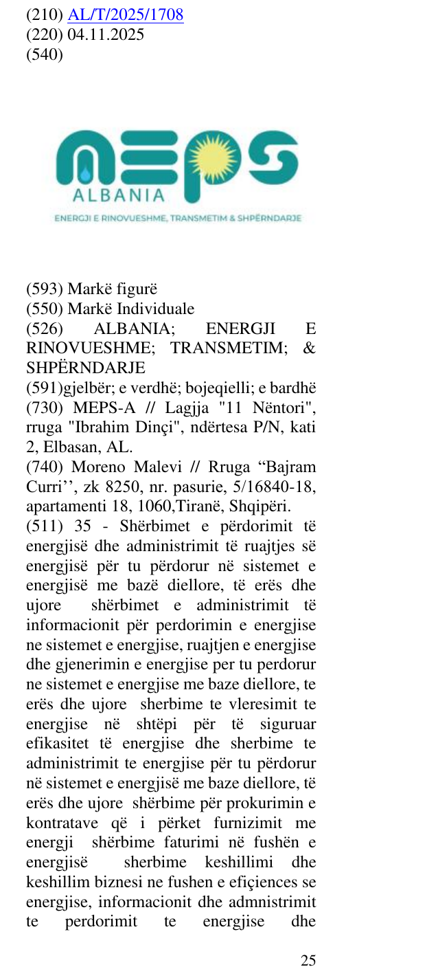 Zëri i markës ALBANIA; ENERGJI E RINOVUESHME; TRANSMETIM; & SHPËRNDARJE në buletin