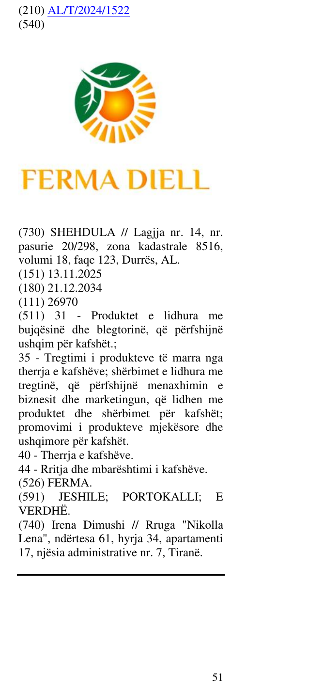 Zëri i markës FERMA. në buletin