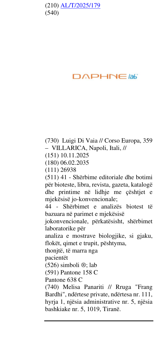 Zëri i markës simboli ®; lab në buletin