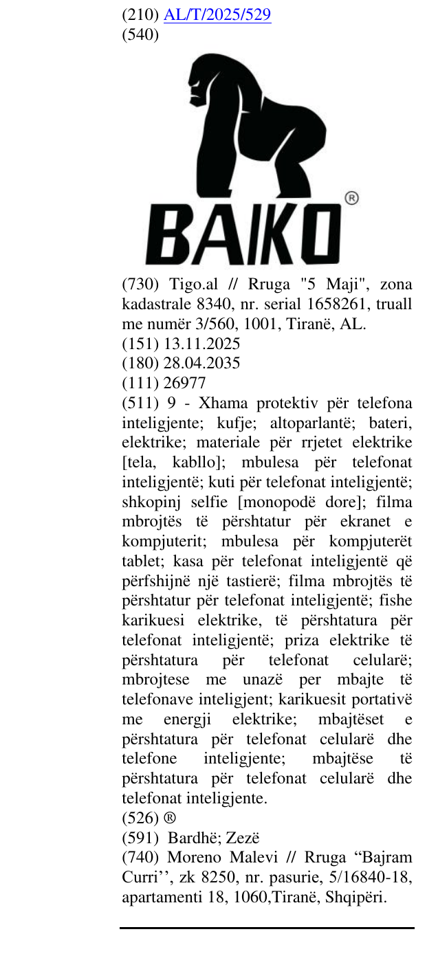 Zëri i markës ® në buletin