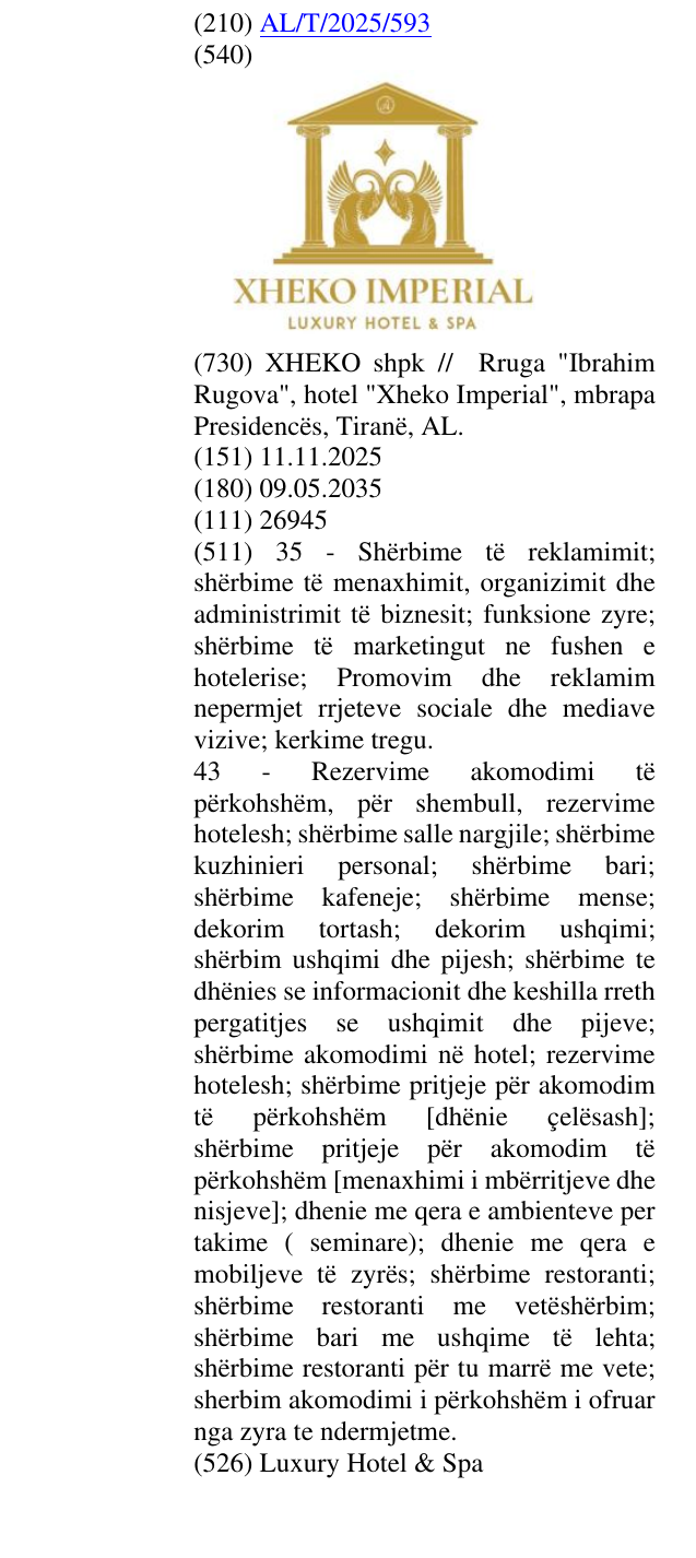 Zëri i markës Luxury Hotel & Spa në buletin