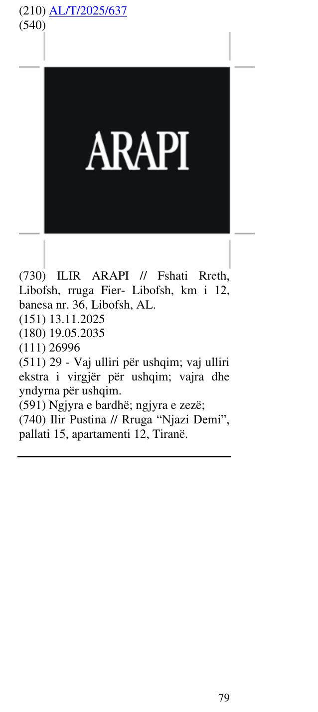 Zëri i markës ARAPI në buletin