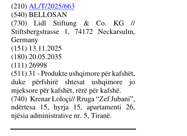 Zëri i markës BELLOSAN në buletin