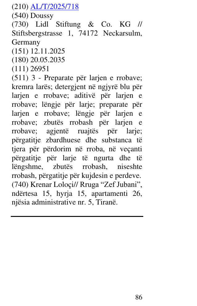 Zëri i markës Doussy në buletin