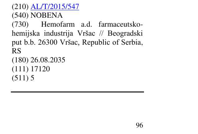 Zëri i markës NOBENA në buletin