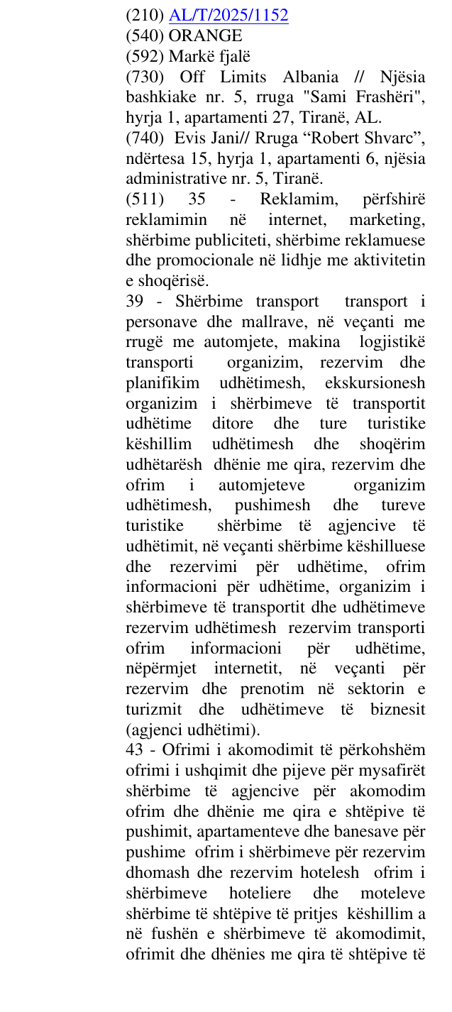 Zëri i markës ORANGE në buletin
