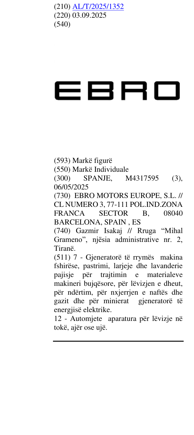 Zëri i markës EBRO në buletin