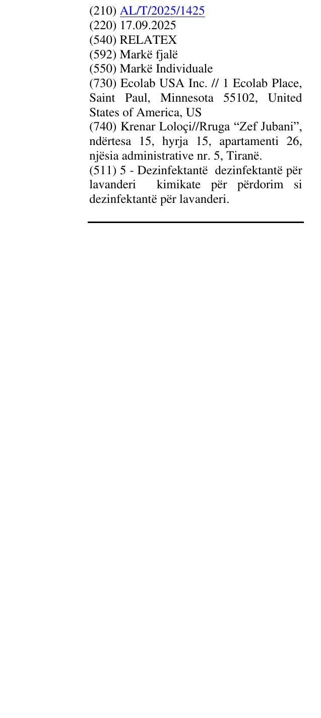 Zëri i markës RELATEX në buletin