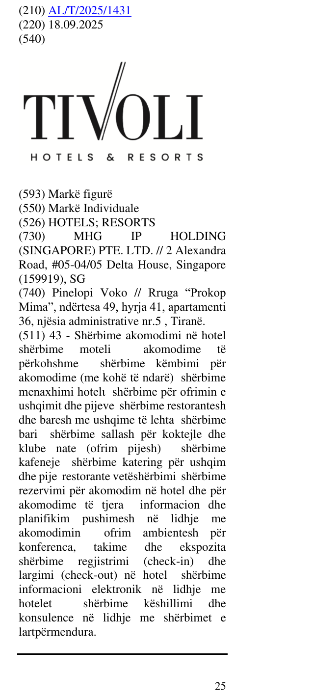 Zëri i markës HOTELS; RESORTS në buletin