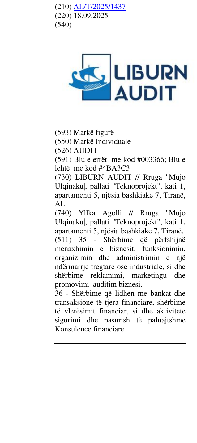 Zëri i markës AUDIT në buletin