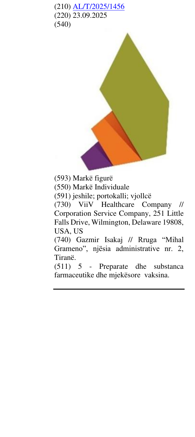 Zëri i markës AL/T/2025/1456 në buletin