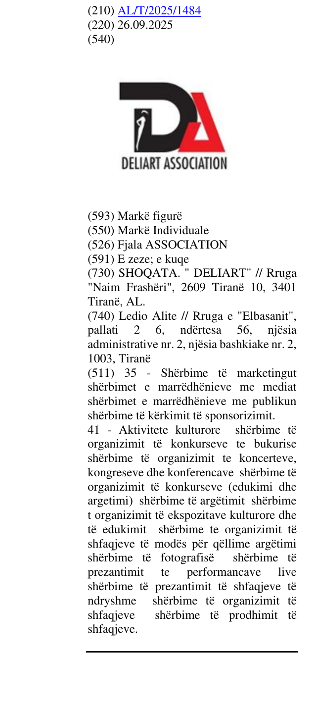 Zëri i markës Fjala ASSOCIATION në buletin